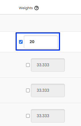 Moodle - Gradebook - Weights Column - Checkbox